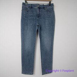 New! Chico's so slimming girlfriend slim leg ankle jeans diamond, size 10R‎